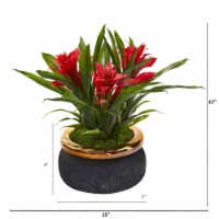 Nearly Natural P1014-YL 11 in. Bromeliad Artificial Plant in Stoneware Planter, Yellow
