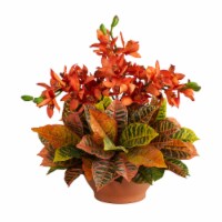 21-in Cymbidium Orchid and Croton Arrangement in Vase