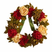 24-in Peony, Dahlia and Hydrangea Artificial Wreath