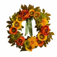 24-in Peony, Dahlia and Sunflower Artificial Wreath