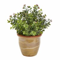 10-in Eucalyptus and Sedum Artificial Plant in Ceramic Planter