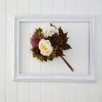 Nearly Natural 6291-S2 16 in. Peony, Hydrangea & Dahlia Artificial Flower Bouquet - Set of 2