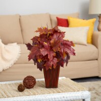 Nearly Natural P1548-OG 19 in. Autumn Maple Leaf Artificial Plant in Decorative Planter, Oran