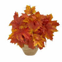 Nearly Natural P1549-OG 16 in. Autumn Maple Leaf Artificial Plant in Decorative Planter, Oran