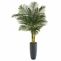 58-in Golden Cane Artificial Palm Tree in Gray Planter