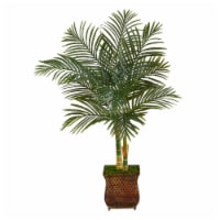 50-in Golden Cane Artificial Palm Tree in Metal Planter