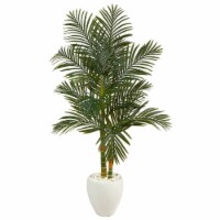 5.5-ft Golden Cane Artificial Palm Tree in White Planter