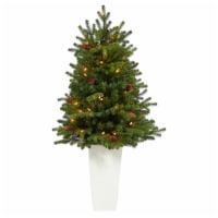 3-in.5 Yukon Fir Xmas Tree w/50 Clear Lights in White Planter