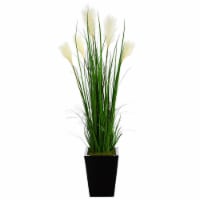 Nearly Natural P1575 4.5 ft. Wheat Plum Grass Artificial Plant with Metal Planter, Black