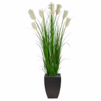 64-in Wheat Plum Grass Artificial Plant in Black Planter