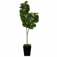 Nearly Natural T2501 68 in. Fiddle Leaf Fig Artificial Tree with Metal Planter, Black