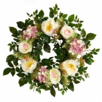 22-in Mixed Rose and Hydrangea Artificial Wreath