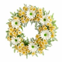 21-in Mixed Daisy Artificial Wreath
