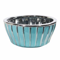 Nearly Natural 7.25 Teal Vase with Silver Burnishing
