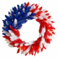 24-in Patriotic Red, White and Blue “Americana-in Wreath with 35 Warm LED Lights