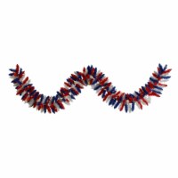 Nearly Natural 9' Patriotic American Flag Themed Artificial Garland with 50 LED Lights
