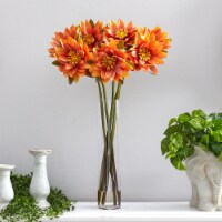 Nearly Natural A1489-RD 30 in. Lotus Artificial Arrangement with Cylinder Vase, Red