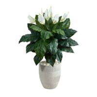 4-in Spathiphyllum Artificial Plant in White Designer Planter