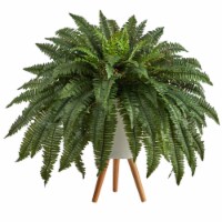 Nearly Natural P1688 2.5 ft. Boston Fern Artificial Plant with Planter & Legs, White