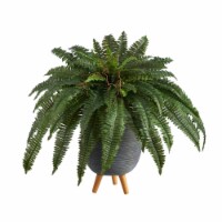 2.5-ft Boston Fern Artificial Plant in Gray Planter with Stand