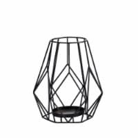 Nearly Natural 11 Geometric Black Metal Wire Votive Tea Lantern Candle Holder