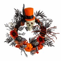 30-in Spider and Skull with Top Hat Halloween Wreath