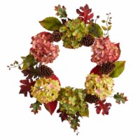 25-in Autumn Hydrangea and Pinecones Fall Artificial Wreath