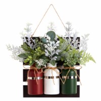 Nearly Natural A1846 17 in. Holiday Assorted Christmas Pine Hanging Mason Jar Artificial Arra