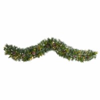 6-ft Snow Tipped Christmas Artificial Garland with 35 Clear LED Lights and Pine Cones