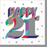 Amscan 619614 Heres to Your 21st Birthday Beverage Napkins - Pack of 16