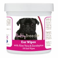 Healthy Breeds 192959824476 Pug Ear Cleaning Wipes with Aloe & Eucalyptus for Dogs - 100 Coun