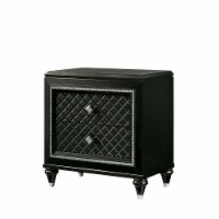 Two Drawer Solid Wood Nightstand with Turned Legs, Gray and Silver- Saltoro Sherpi