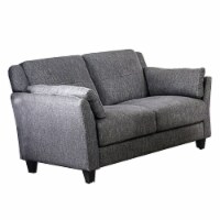 Contemporary Style Linen like Fabric Upholstered Wooden Love Seat with Tapered Legs, Gray-