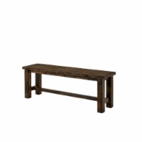 Transitional Style Rectangular Solid Wood Bench with Block Legs, Brown- Saltoro Sherpi
