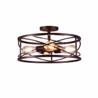 4-Light 17in Caged Drum Semi Flush Mount Light