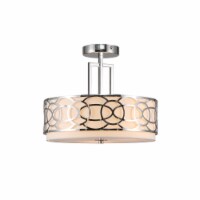 3-Light 14.5in. Drum Semi Flushmount Brushed Nickel Light