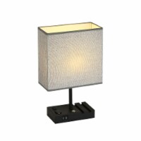17 in. Grey Table Lamp with USB Port and Charging Dock