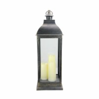 Northlight 32756910 28 in. Large Gold Brushed & Black Candle Lantern with Flameless LED Candl