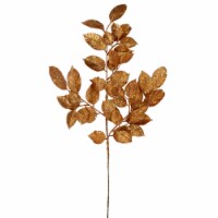 Select Artificials 25 Brown Holographic Glittered Lemon Leaf Autumn Spray