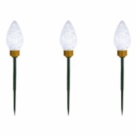 Northlight Set of 3 Lighted LED C9 Bulb Christmas Pathway Marker Lawn Stakes - Clear Lights