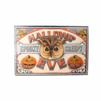 Raz Orange and Black Stamped “HALLOWS' EVE” Wall Art 12.25 x 18