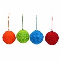 Raz Set of 4 Vibrantly Colored Knitted Christmas Ball Ornaments 2.5” (63.5mm)