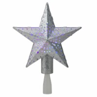 Kurt Adler 9 LED Lighted Sliver Glitter Star Christmas Tree Topper - Multi Lights