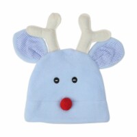 St. Nick's Choice Blue and White Fleece Reindeer Face Infant Christmas Hat Costume Accessory