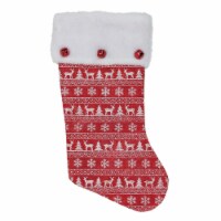 St. Nick's Choice 18  White and Red Metallic Felt Christmas Stocking with Jingle Bells