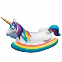 Swim Central 33386207 14 in. Inflatable Unicorn Rocker Swimming Pool Float, White & Yellow