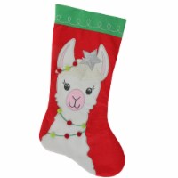 Dyno 20  Red and Green Christmas Stocking with Festive Llama with Pom Garland Applique