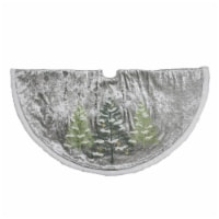 Dyno 48  Gray and Green Traditional Trees Embossed Christmas Tree Skirt