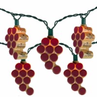Kurt Adler 10-Count Red Wine Corks Grape Cluster Christmas Light Set, 8.8ft Green Wire