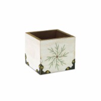 Melrose 4.5  Green and White Distressed Snowflake Christmas Storage Box